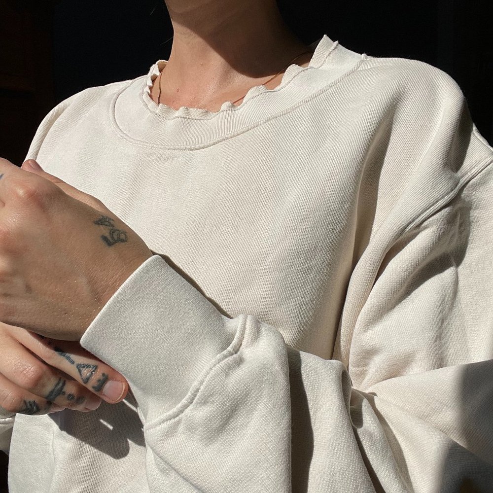 Mate The Label Organic Cotton & Fleece Sweatshirt | Bone | M